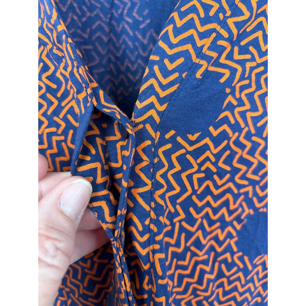 Gudrun Sjoden Womens Large Orange Blue Geometric Cotton Sleeveless Midi Dress - Picture 7 of 10